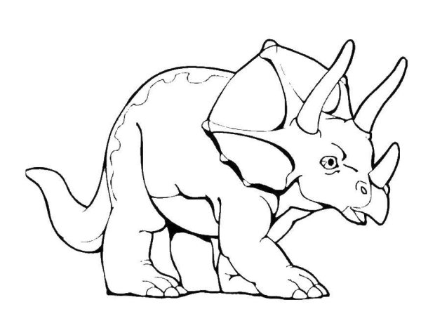 Динозавр Цератопс для детей раскраска