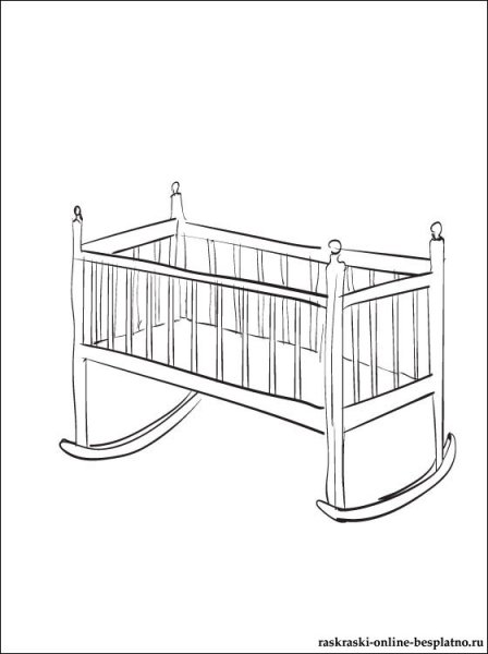 Раскраска детская кроватка
