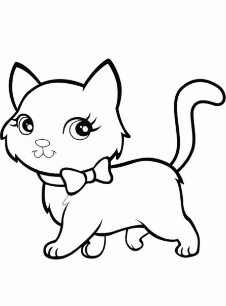 Раскраска кошка с котятами