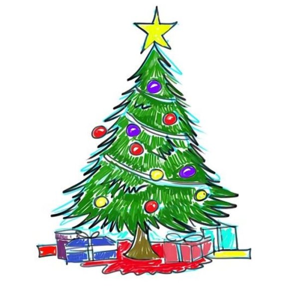 Нарисовать новогоднюю елку