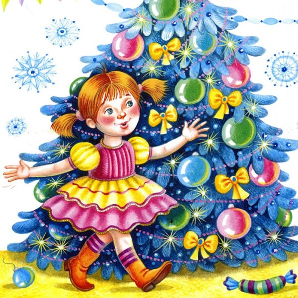 Нарядная елка для детей рисования
