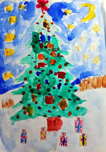 Рисование для детей 3-4 на тему елка