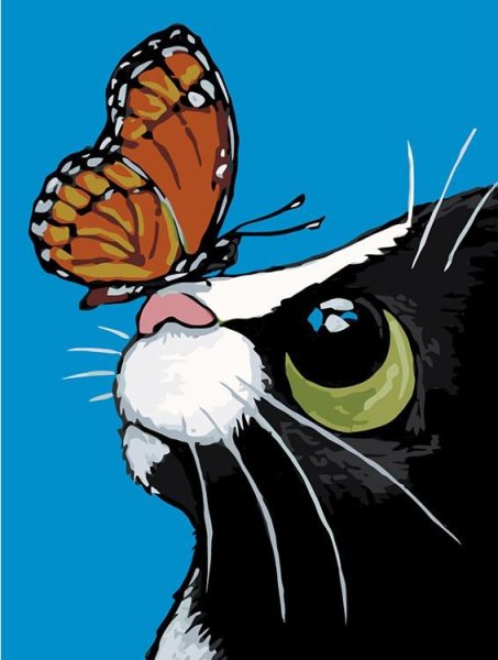 Кот красками легко