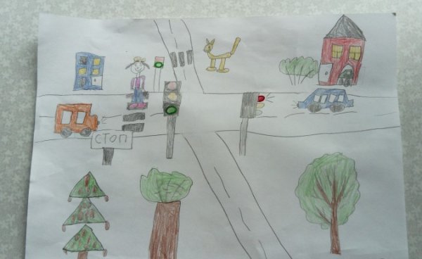 Детские рисунки на тему перекресток