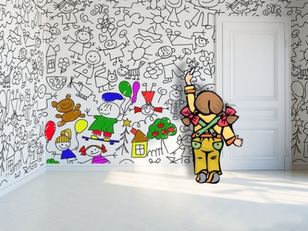 Детские рисунки на стене