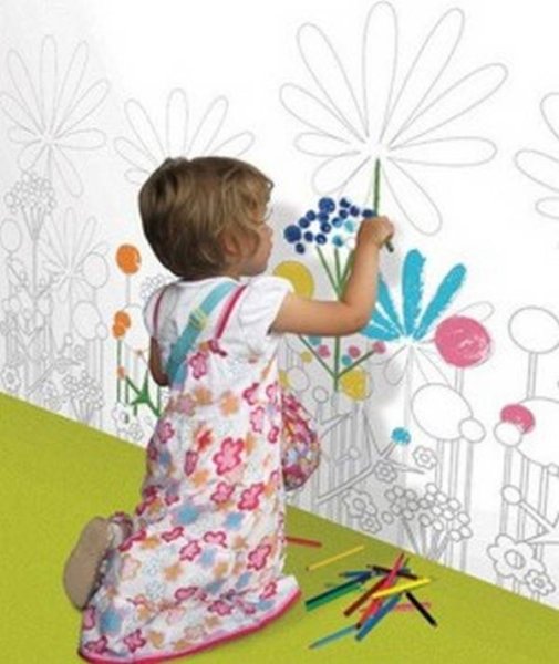 Обои для раскрашивания в интерьере