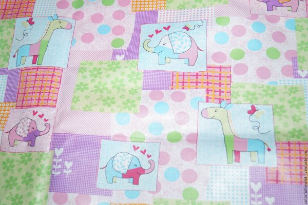 Ткань детская слоники