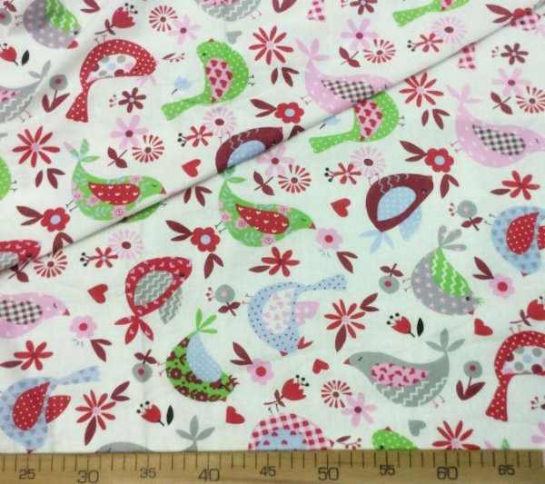 Ткань бязь с птичками