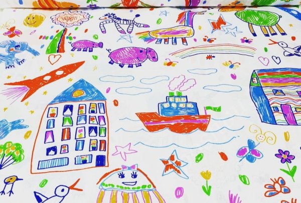 Ткань с детскими рисунками