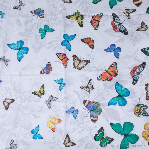 Ткань бязь с бабочками
