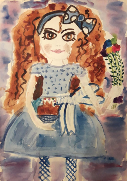 Девочка карандашом в полный рост