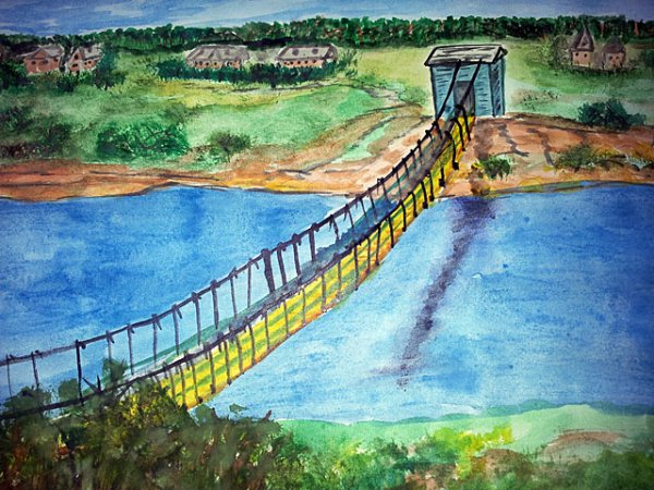 Нарисовать мост через реку