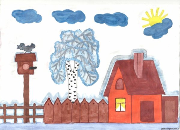 Рисунок к стихотворению Есенина береза