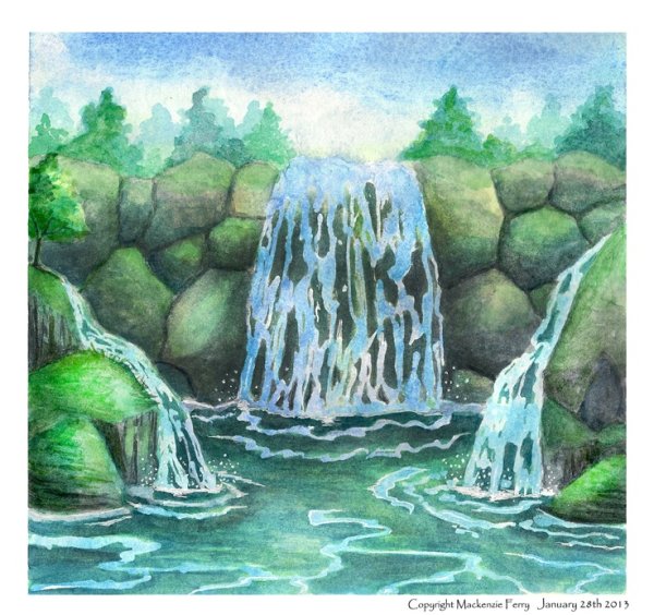 Детские рисунки водопада