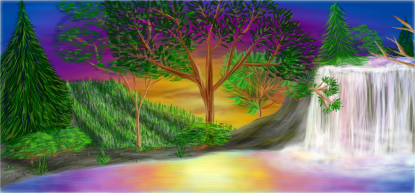 Водопад рисунок