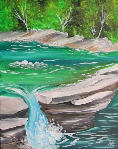 Пейзаж гуашью