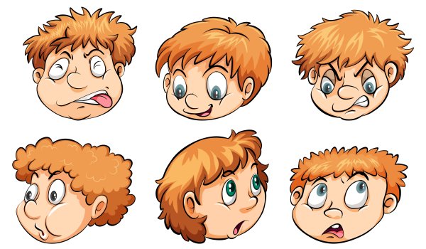 Мультяшные лица с разными эмоциями