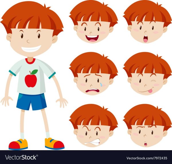 Лицо мальчика с разными эмоциями