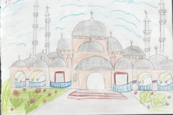 Нарисовать мечеть сердце Чечни