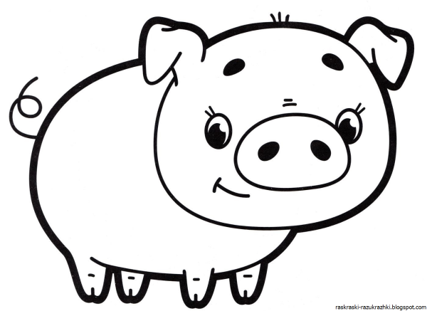 Поросенок раскраска для малышей