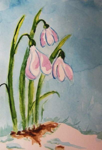 Рисование подснежники