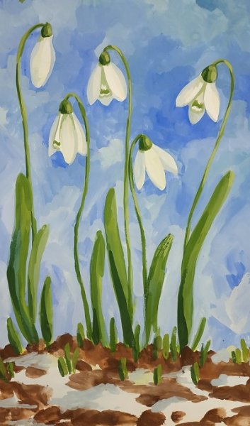 Подснежники гуашью