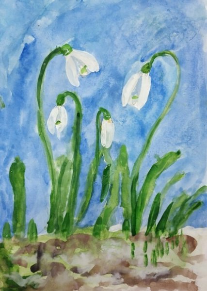Рисование с детьми подснежники