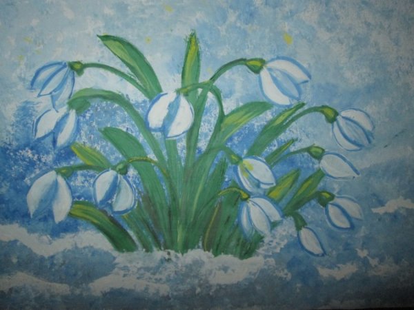 Рисование в детском саду подснежники