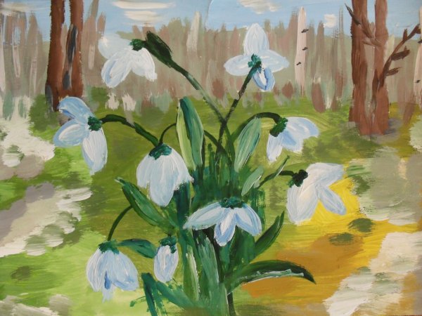 Рисование подснежники подготовительная группа