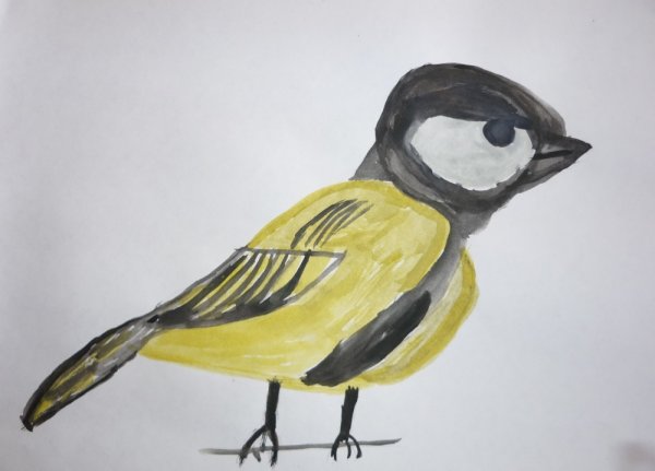 Рисование птицы зимой