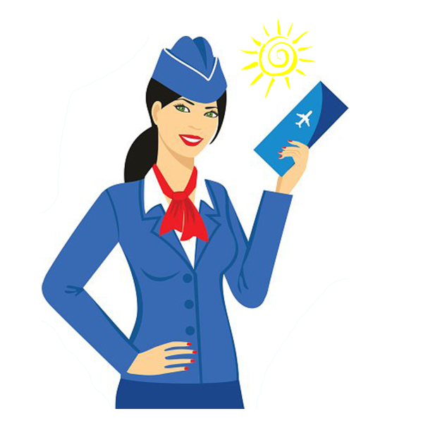 Бортпроводник на белом фоне