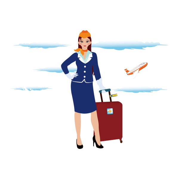 Стюардесса для детей на прозрачном фоне