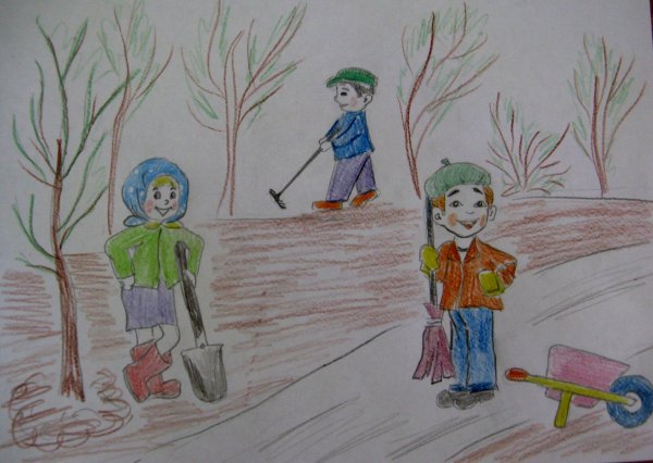 Рисунок на тему субботник