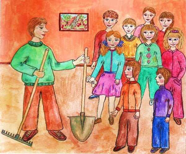 Субботник рисунок детский