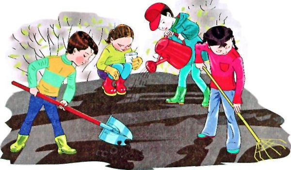 Труд людей весной