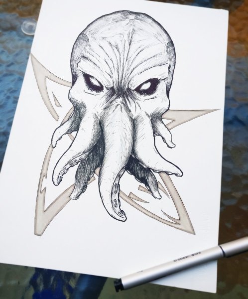 Ктулху рисунок карандашом