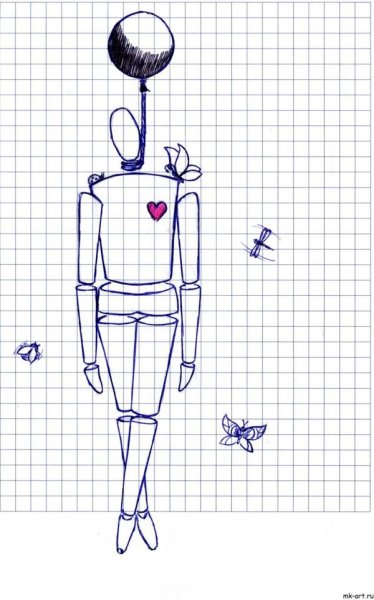 Детские рисунки ручкой в тетради