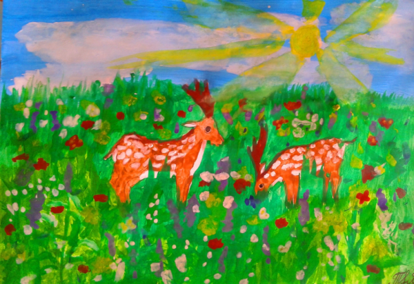 Рисование на лугу