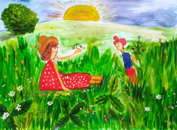 Луг детский рисунок