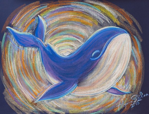 Кит масляной пастелью