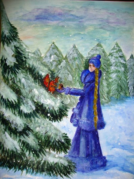 Девочка Снегурочка рисование