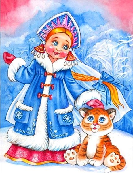 Поэтапное рисование Снегурочки