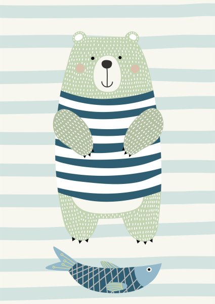 Постер медведь в скандинавском стиле