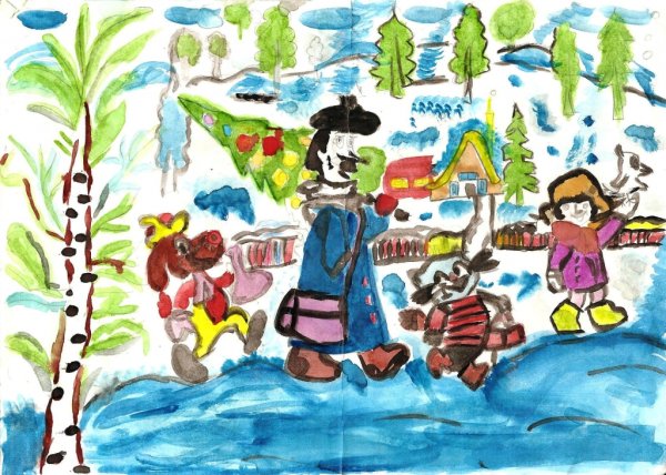 Зима в Простоквашино рисунок