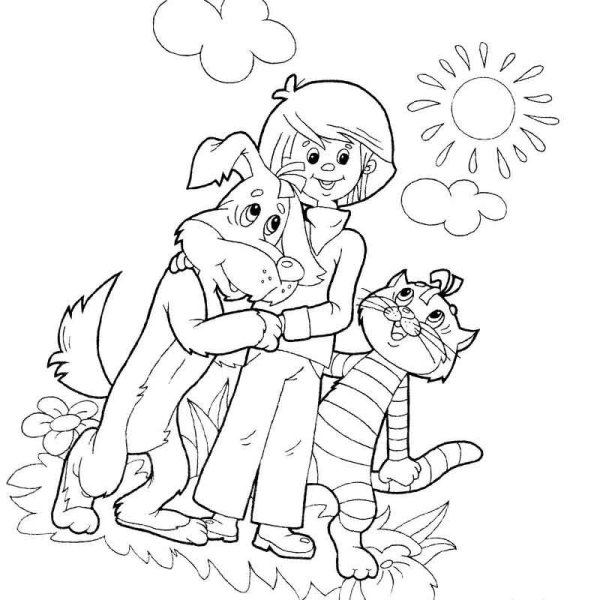 Простоквашино раскраска семья дяди Федора