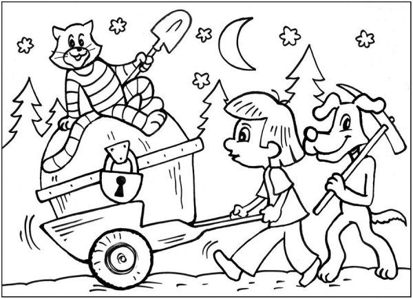 Дядя Федор пес и кот раскраска