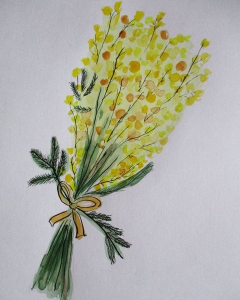 Рисование мимозы