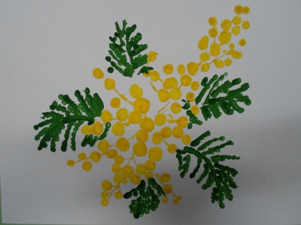 Мимоза для мамы рисование