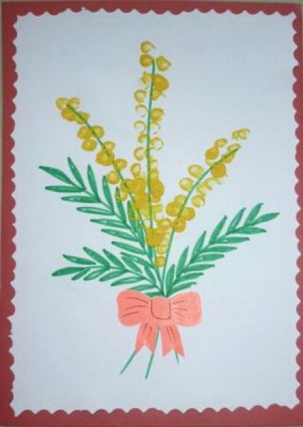 Мимоза для мамы рисование