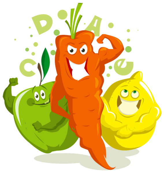 Веселые овощи и фрукты